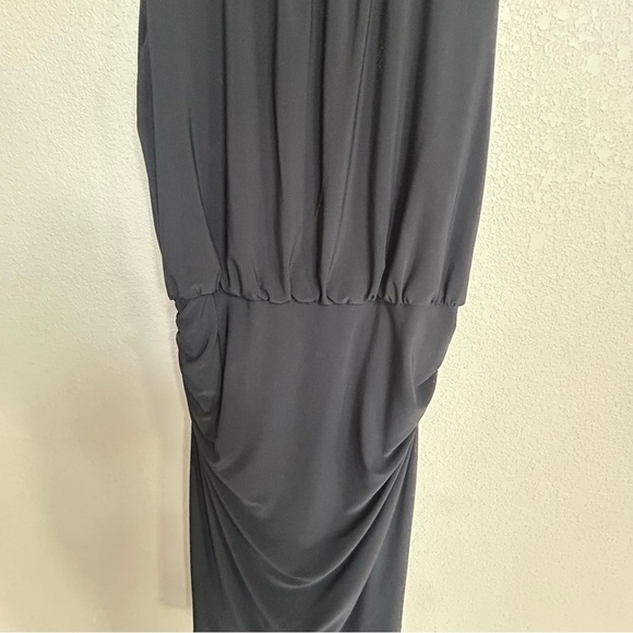 Lauren Ralph Lauren Black Draped Sheath Dress 12 Jersey Cocktail Party - Picture 4 of 7